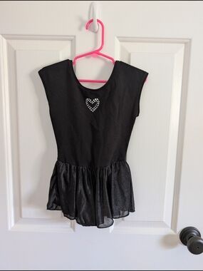 Just Imagine Girls' Dance Leotard Black with Heart Accent Small